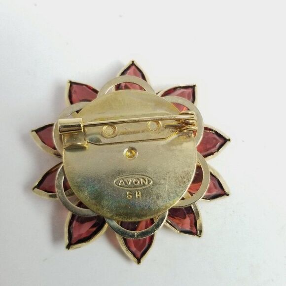 Vintage Avon Purple Rhinestone Starburst Flower Design Brooch, Lapel Pin - Picture 3 of 6
